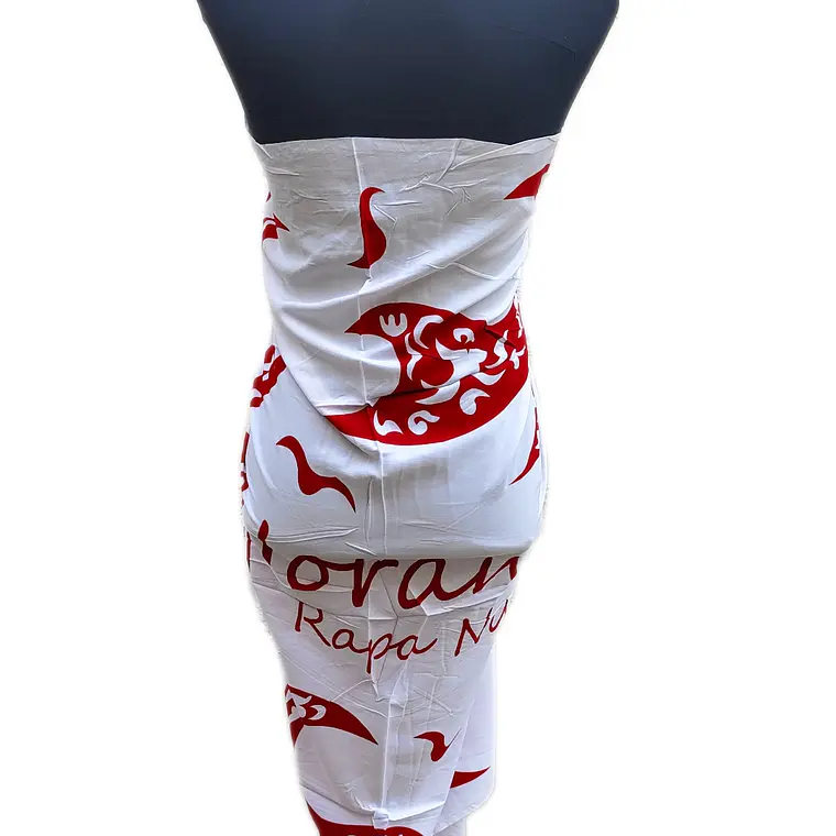 Pareo Blanco con Rojo Iorana Napohe 1,75x1,15mts 2