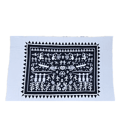Pareo Blanco con Negro Pef Tradicional Napohe 1,75x1,15mts
