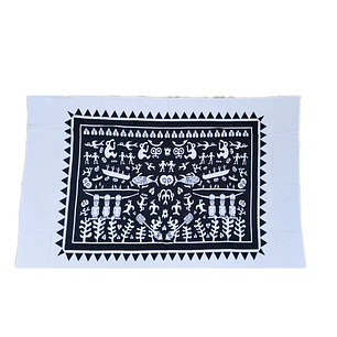 Pareo Blanco con Negro Pef Tradicional Napohe 1,75x1,15mts