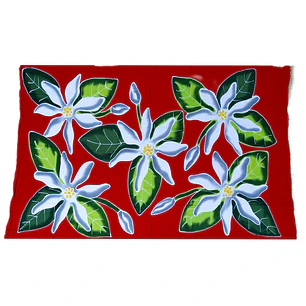 Pareo Rojo con 5 Tiare Blanco / gris Napohe 1,75x1,15mts