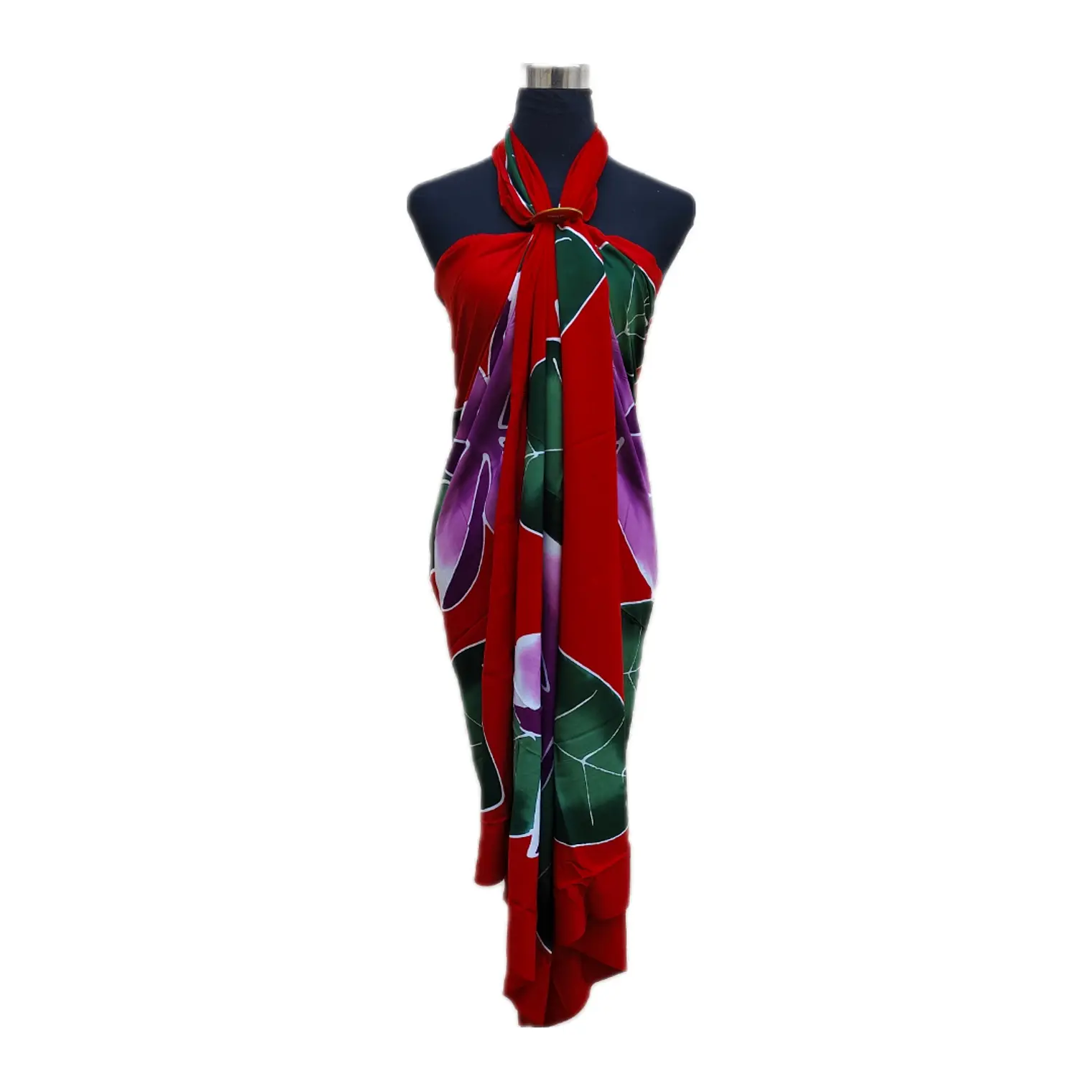Pareo Rojo con 4 Tipanie Lila Napohe 1,75x1,15mts 2