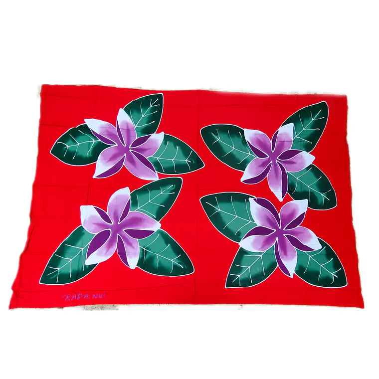 Pareo Rojo con 4 Tipanie Lila Napohe 1,75x1,15mts 1