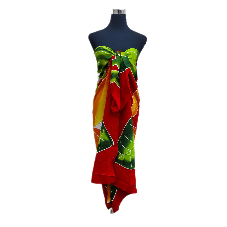 Pareo Rojo con 2 Tipanie Naranja Napohe 1,75x1,15mts 2