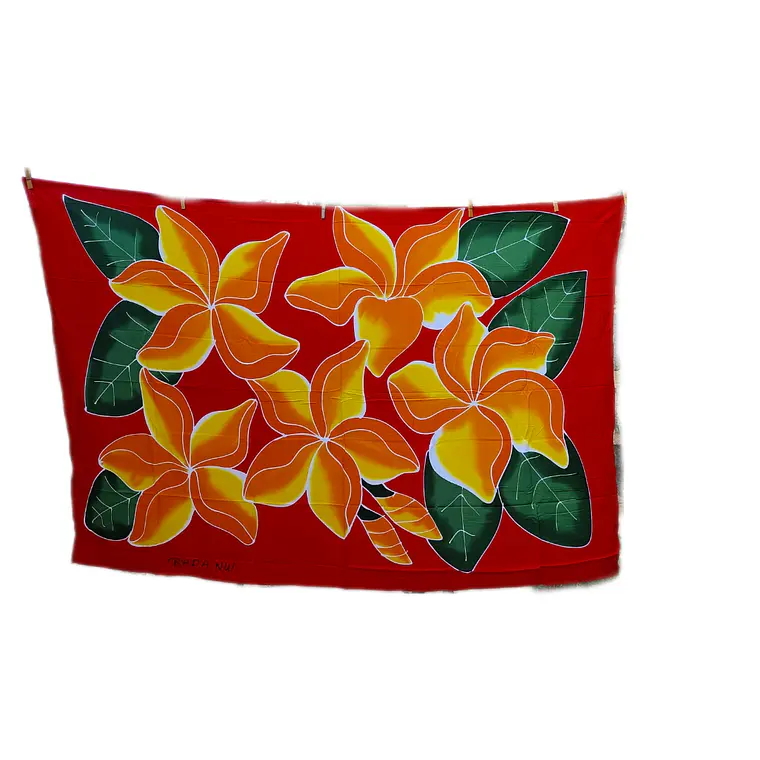 Pareo Rojo con 5 Tipanie Naranja Napohe 1,75x1,15mts 4