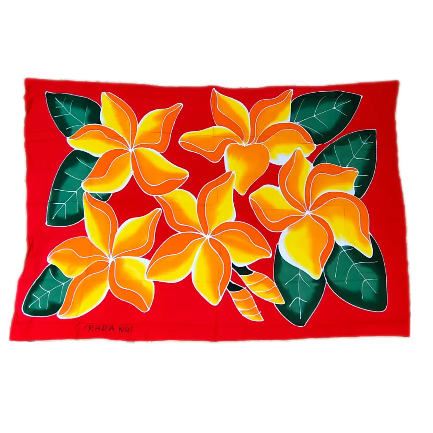 Pareo Rojo con 5 Tipanie Naranja Napohe 1,75x1,15mts 1
