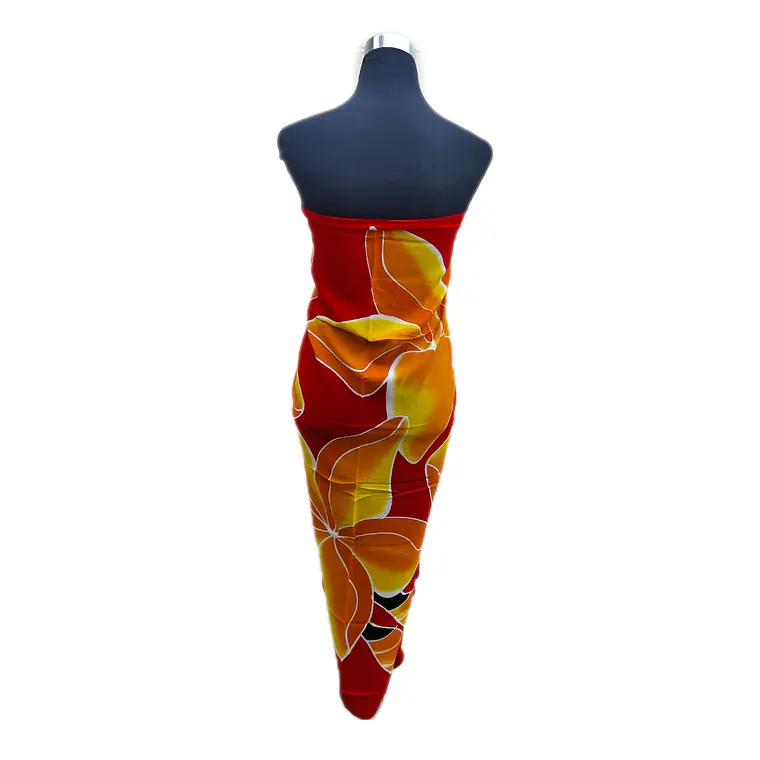 Pareo Rojo con 5 Tipanie Naranja Napohe 1,75x1,15mts 3