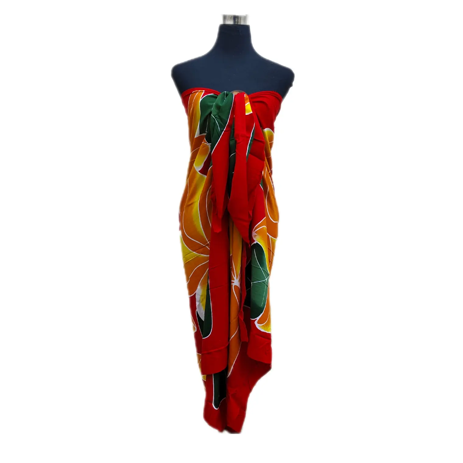 Pareo Rojo con 5 Tipanie Naranja Napohe 1,75x1,15mts 2