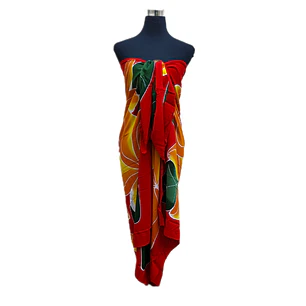 Pareo Rojo con 5 Tipanie Naranja Napohe 1,75x1,15mts