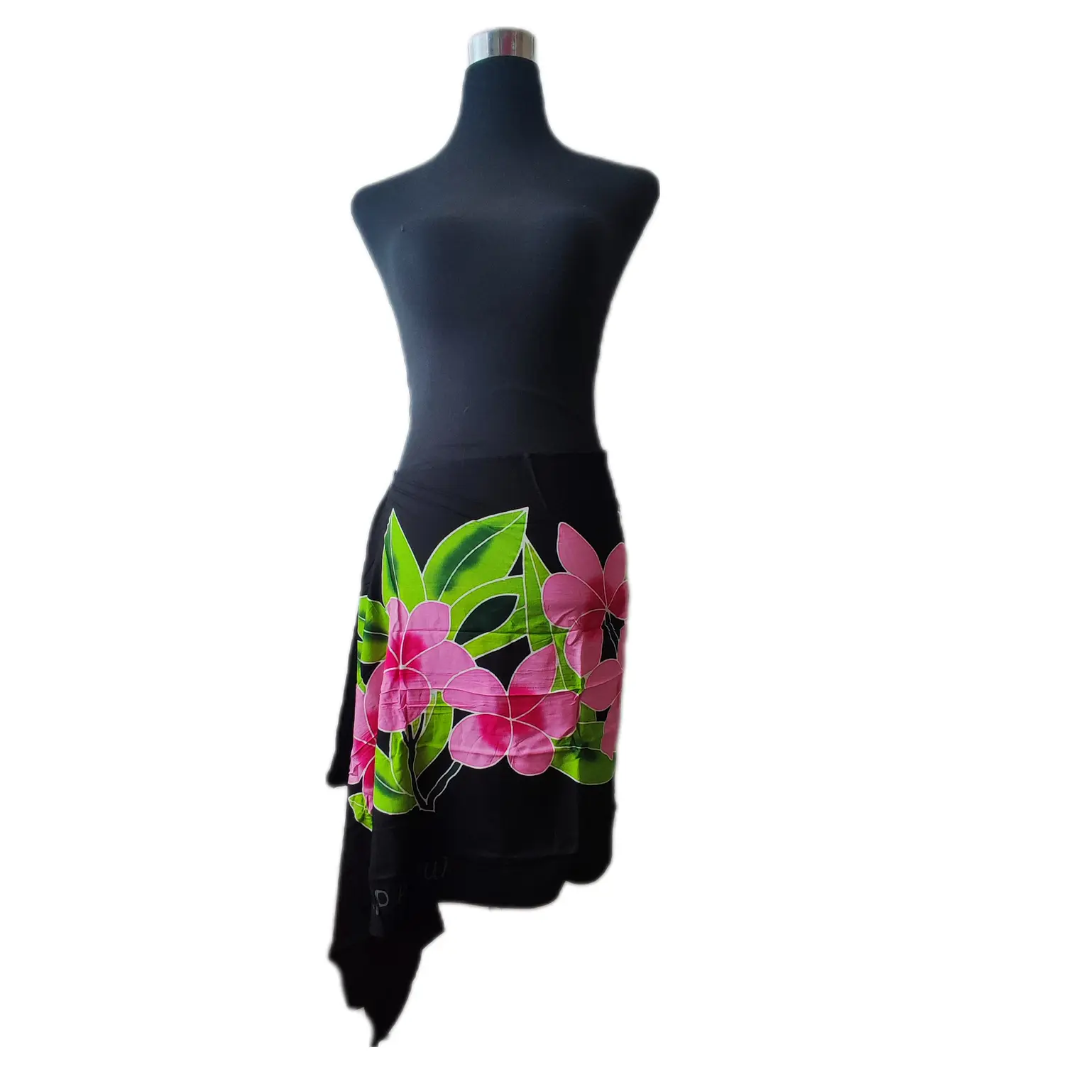 PAREO CORTO NEGRO/ TIPANIE ROSADA FUCSIA NAPOHE 1,75X0,6MTS 1