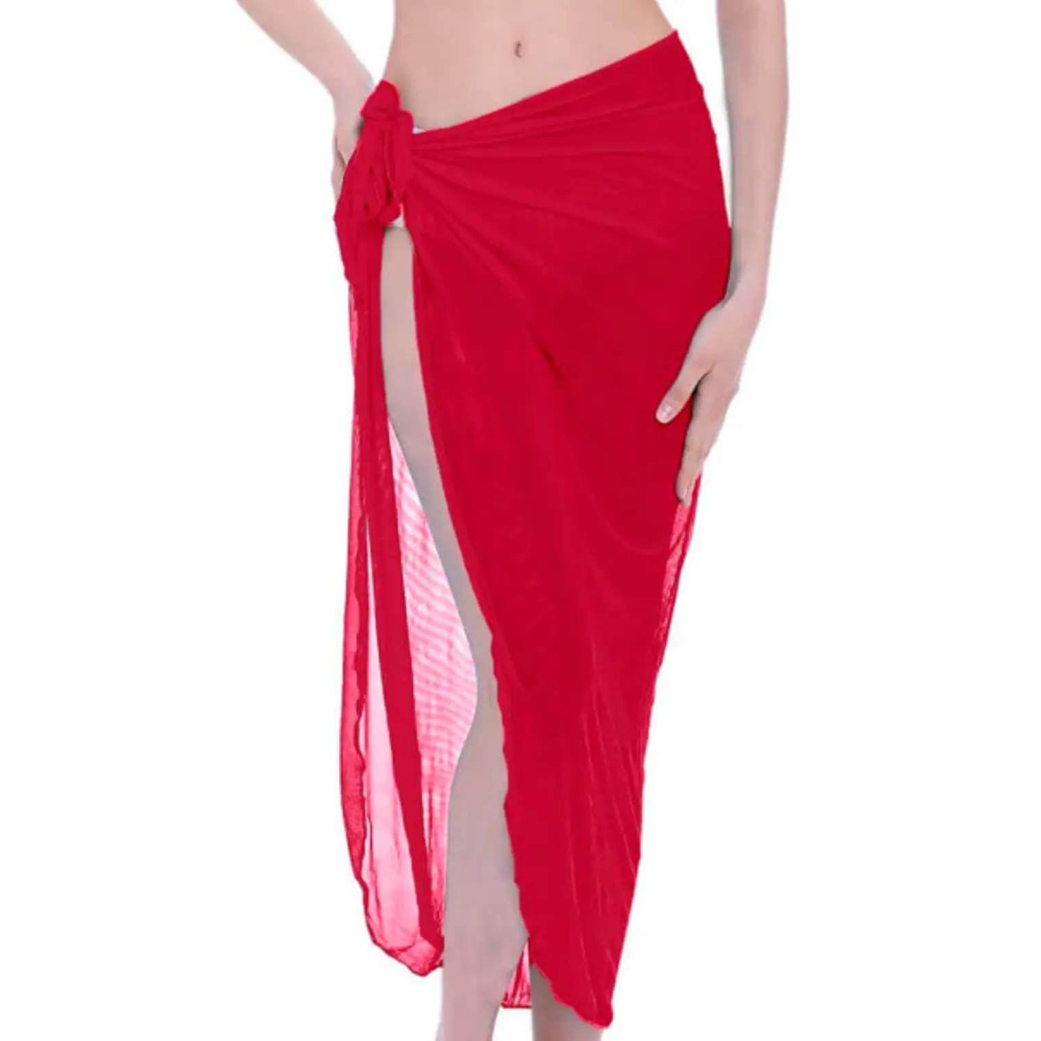 Pareo Gasa Translucido Rectangular Color Rojo, Liso 95x190cm Tela Delgada   1