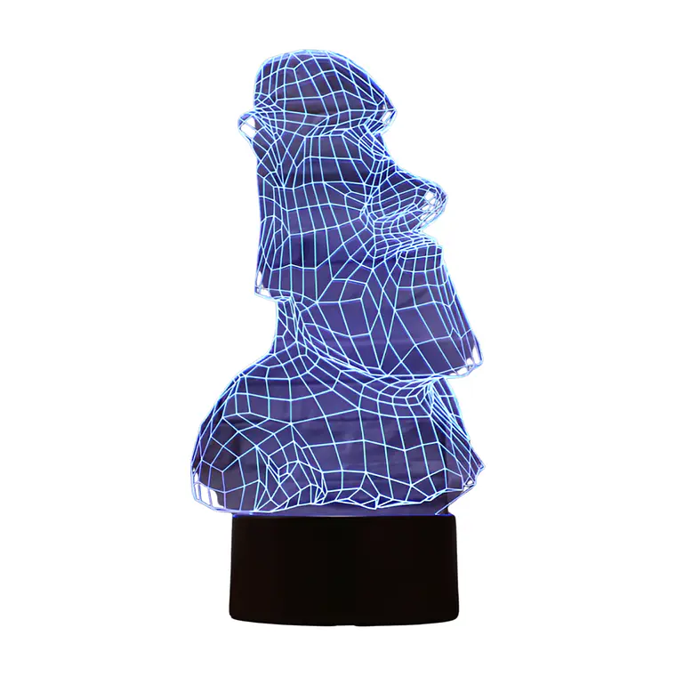 Lampara Acrilico Moai 3d Con Control Remoto Cambia De Color 18