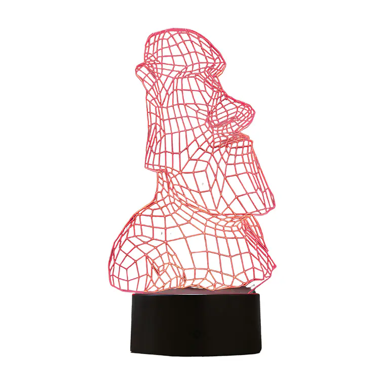 Lampara Acrilico Moai 3d Con Control Remoto Cambia De Color 1