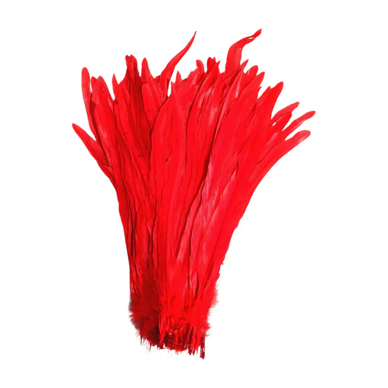 Pack 8 Plumas vaero Largas Rojas 20 A 25cm  5