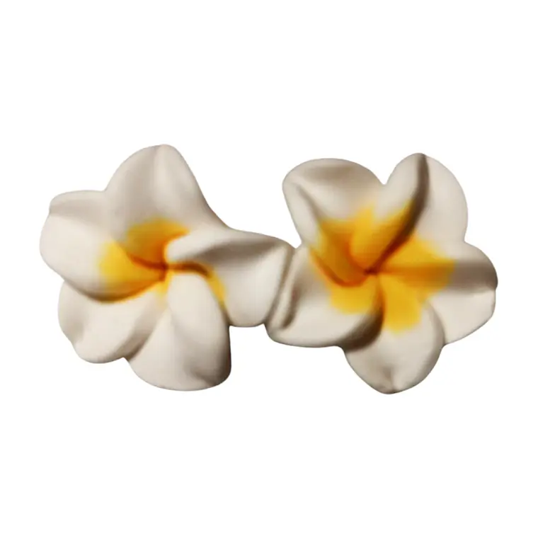 Aros flor tipanie blanca con amarillo diametro 2 cm 4