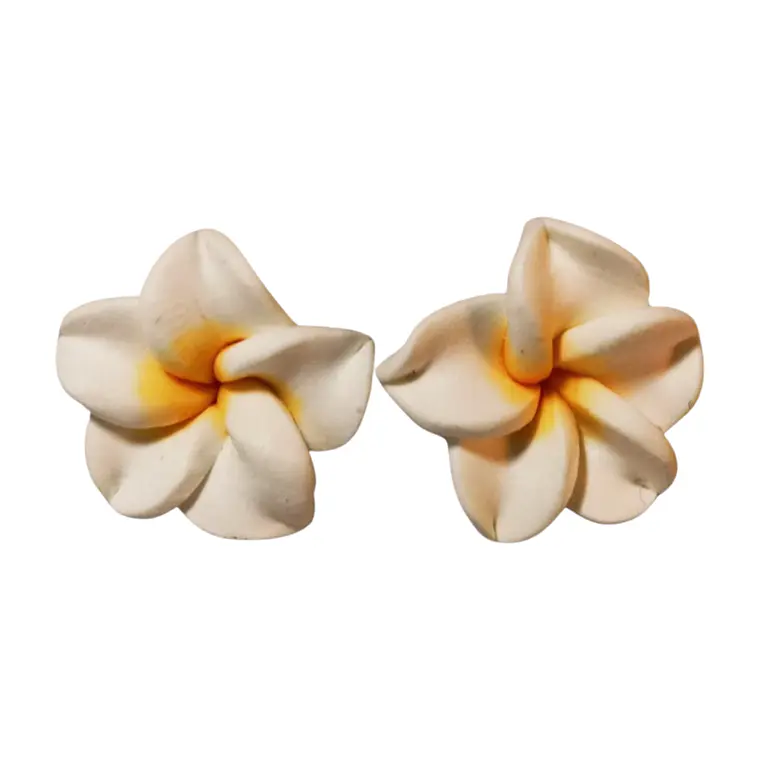 Aros flor tipanie blanca con amarillo diametro 2 cm 3
