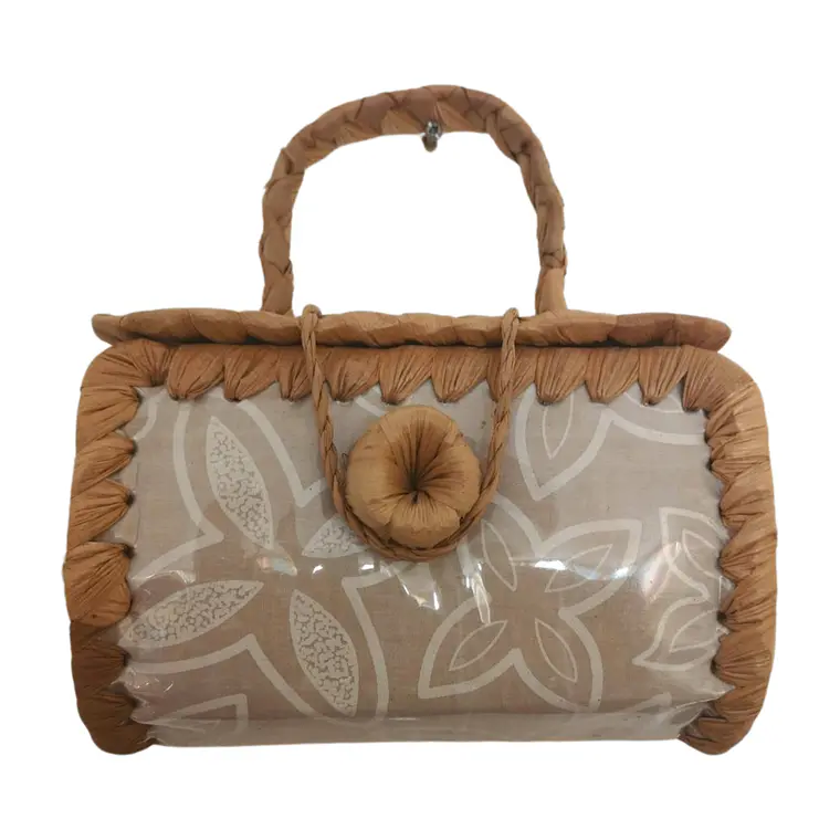 Bolsito hecho con Fibra de Pandanus Y Tela Rapa Nui 2