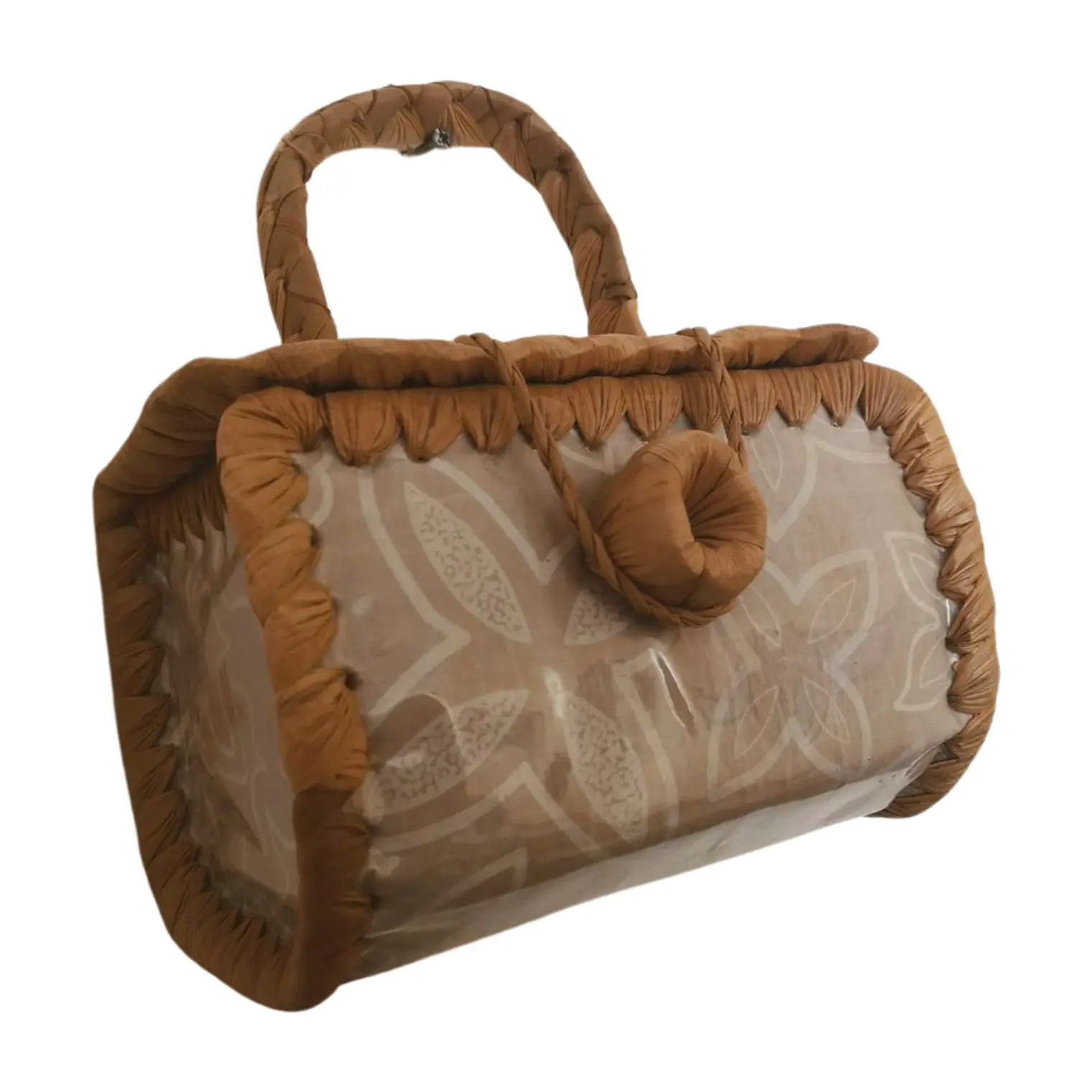 Bolsito hecho con Fibra de Pandanus Y Tela Rapa Nui 4