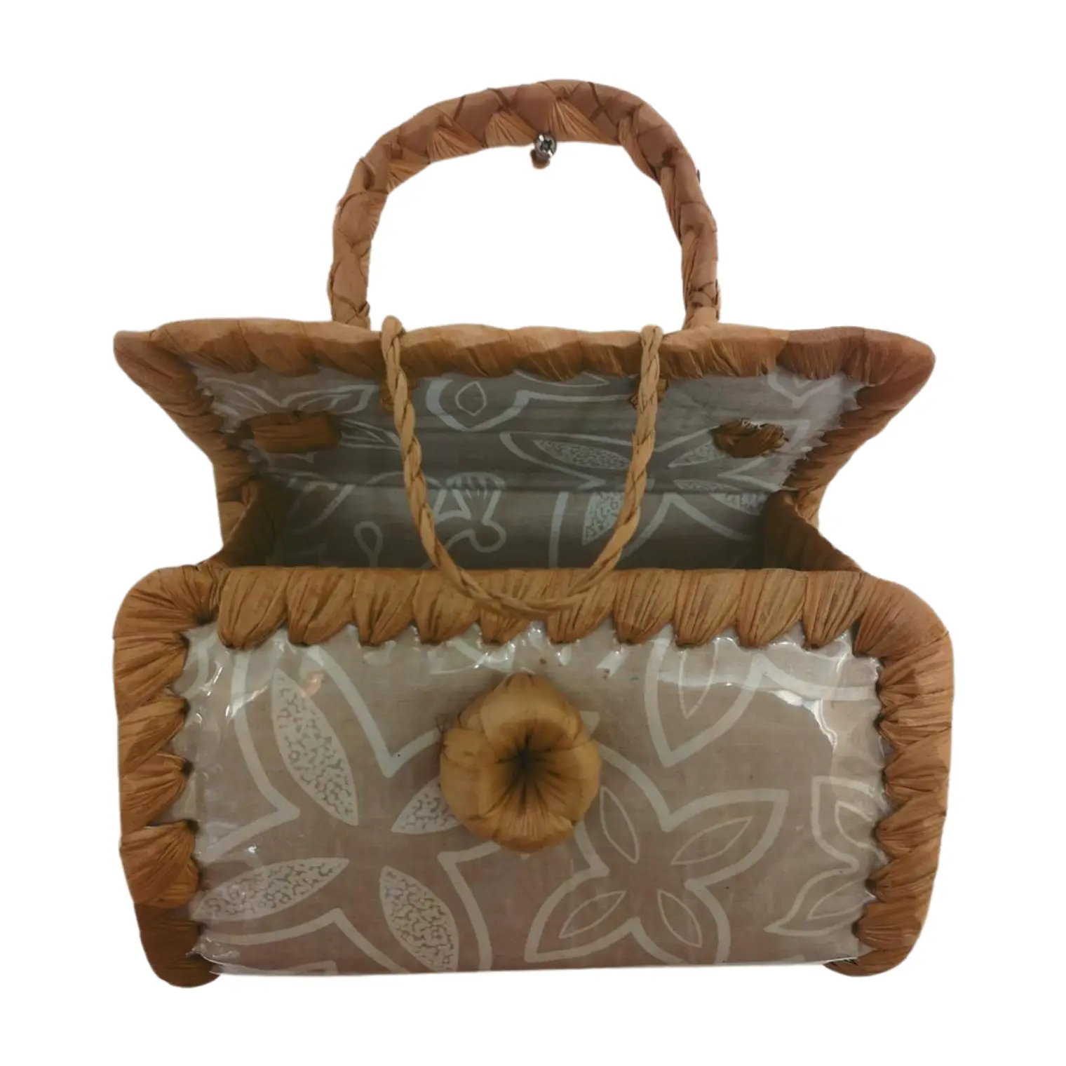 Bolsito hecho con Fibra de Pandanus Y Tela Rapa Nui 6