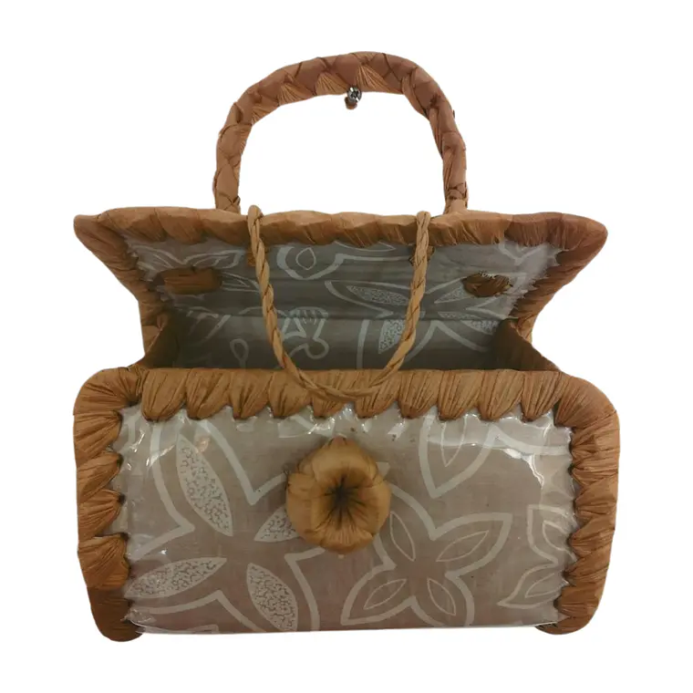 Bolsito hecho con Fibra de Pandanus Y Tela Rapa Nui 6