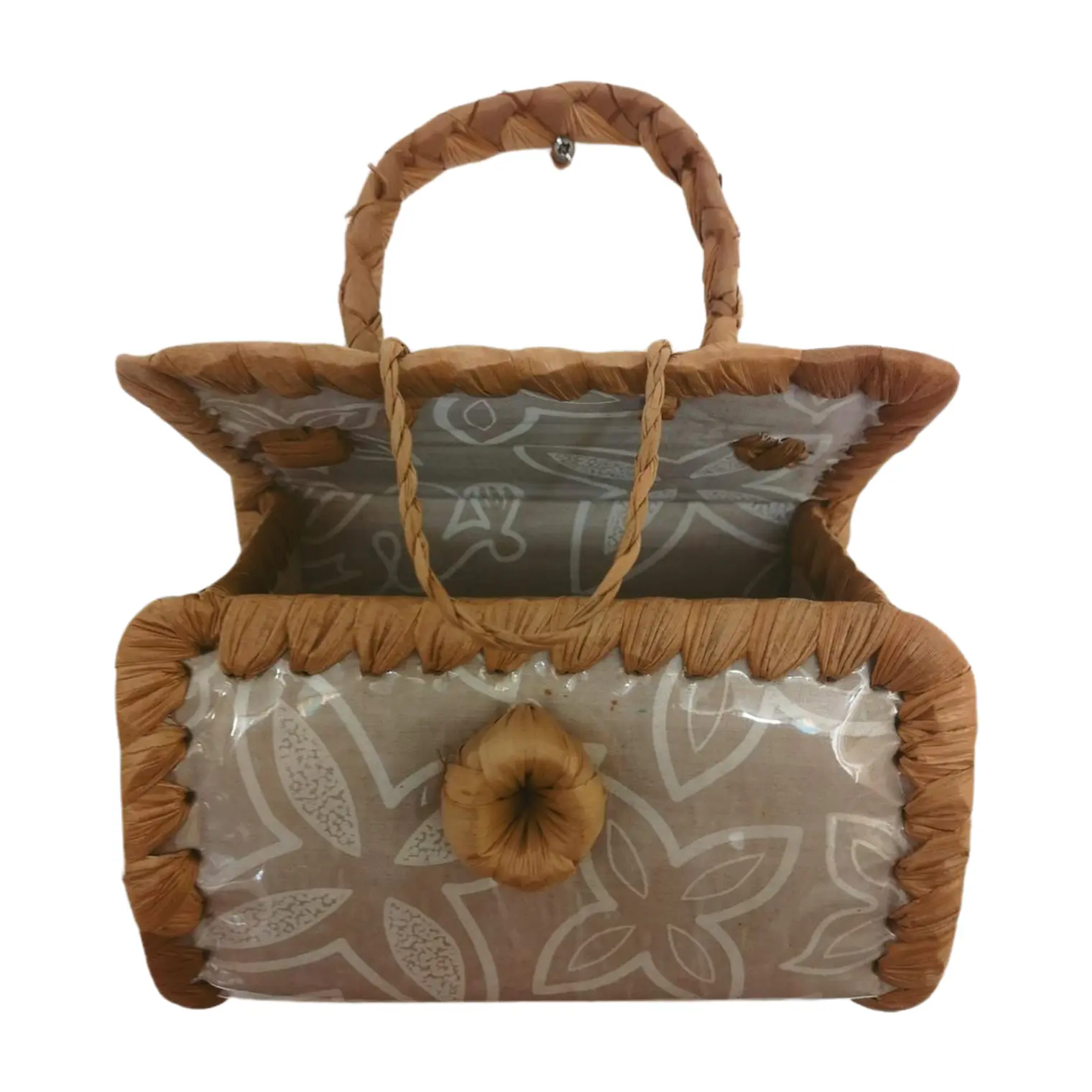 Bolsito hecho con Fibra de Pandanus Y Tela Rapa Nui 10