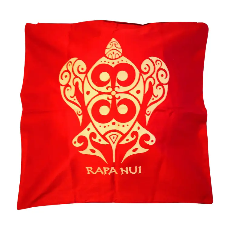 Funda cojin Rojo Gabardina estampada con tortuga 45x45cm 1