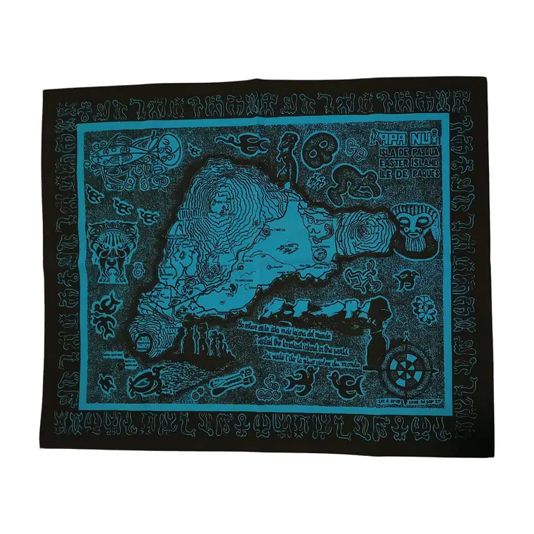 Mapa de tela Isla Rapa Nui Calipso con Negro 60x48,8cm 2