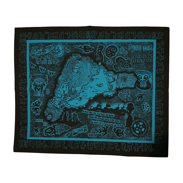 Mapa de tela Isla Rapa Nui Calipso con Negro 60x48,8cm