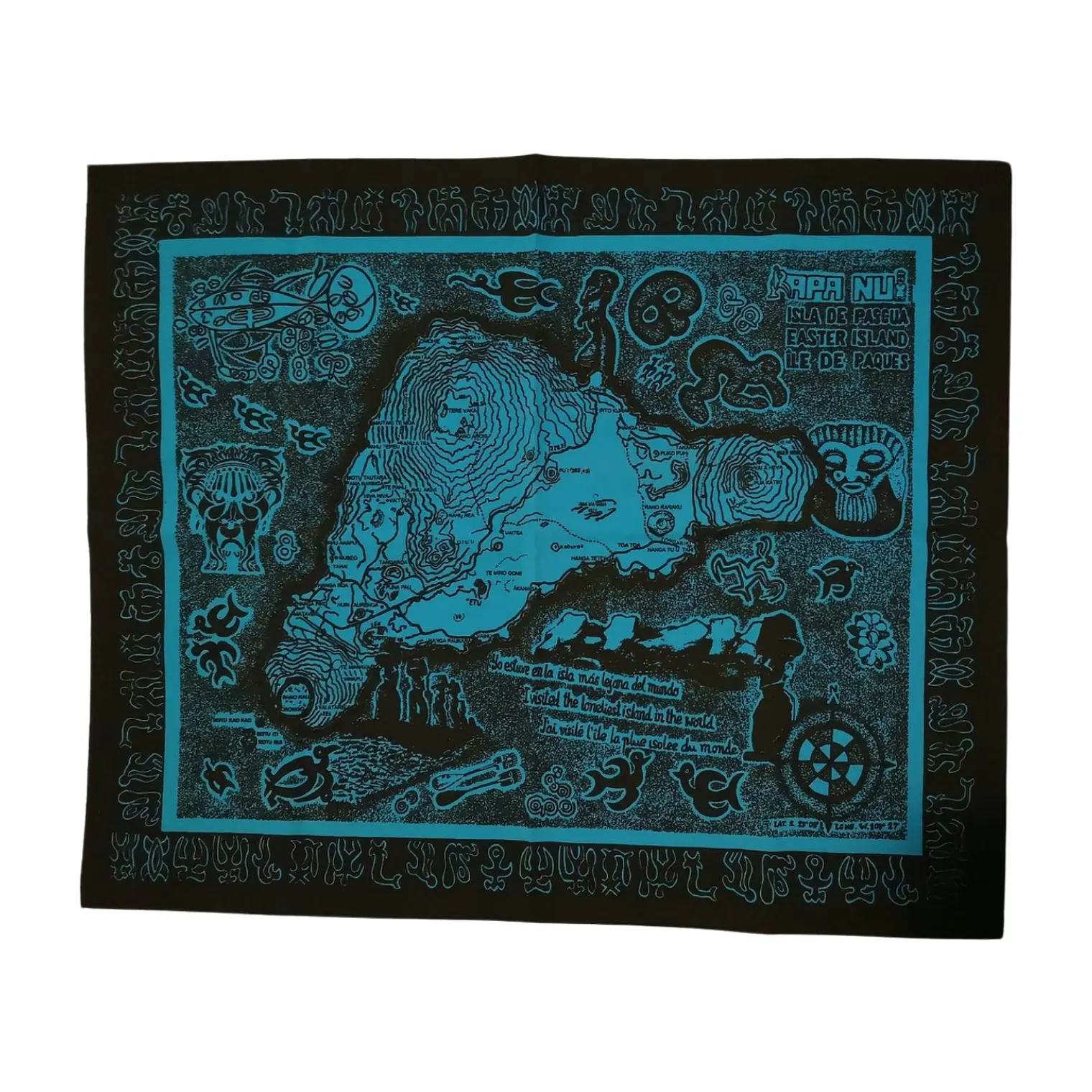 Mapa de tela Isla Rapa Nui Calipso con Negro 60x48,8cm 4