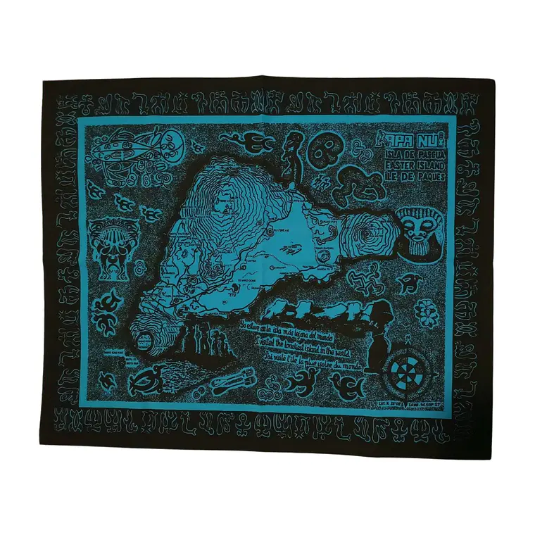 Mapa de tela Isla Rapa Nui Calipso con Negro 60x48,8cm 4