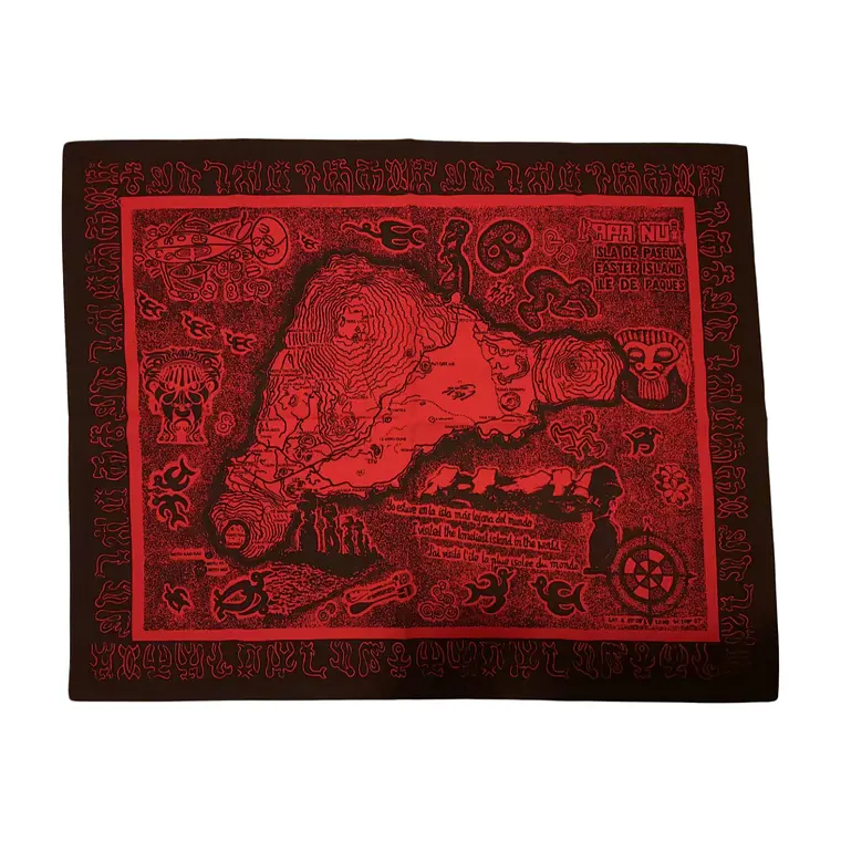 Mapa de tela Isla Rapa Nui Rojo con Negro 60x48,8cm 2