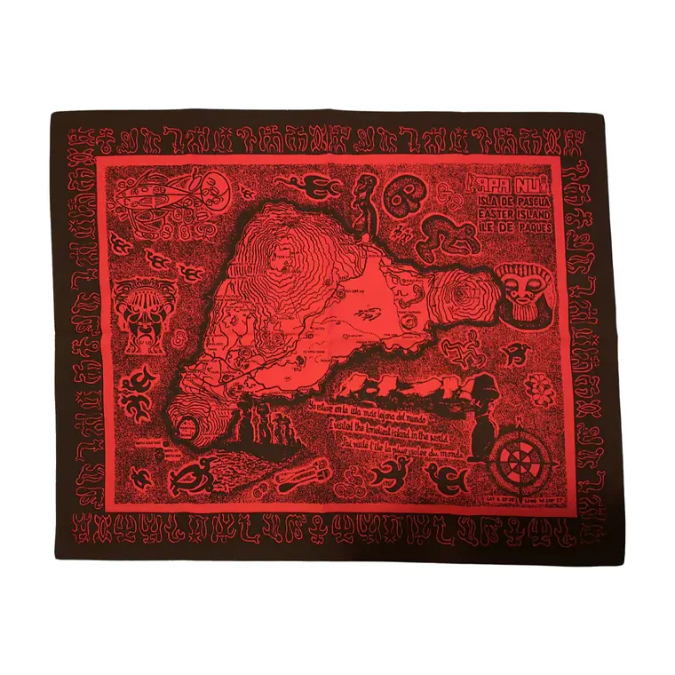 Mapa de tela Isla Rapa Nui Rojo con Negro 60x48,8cm 5