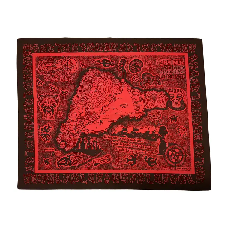 Mapa de tela Isla Rapa Nui Rojo con Negro 60x48,8cm 7