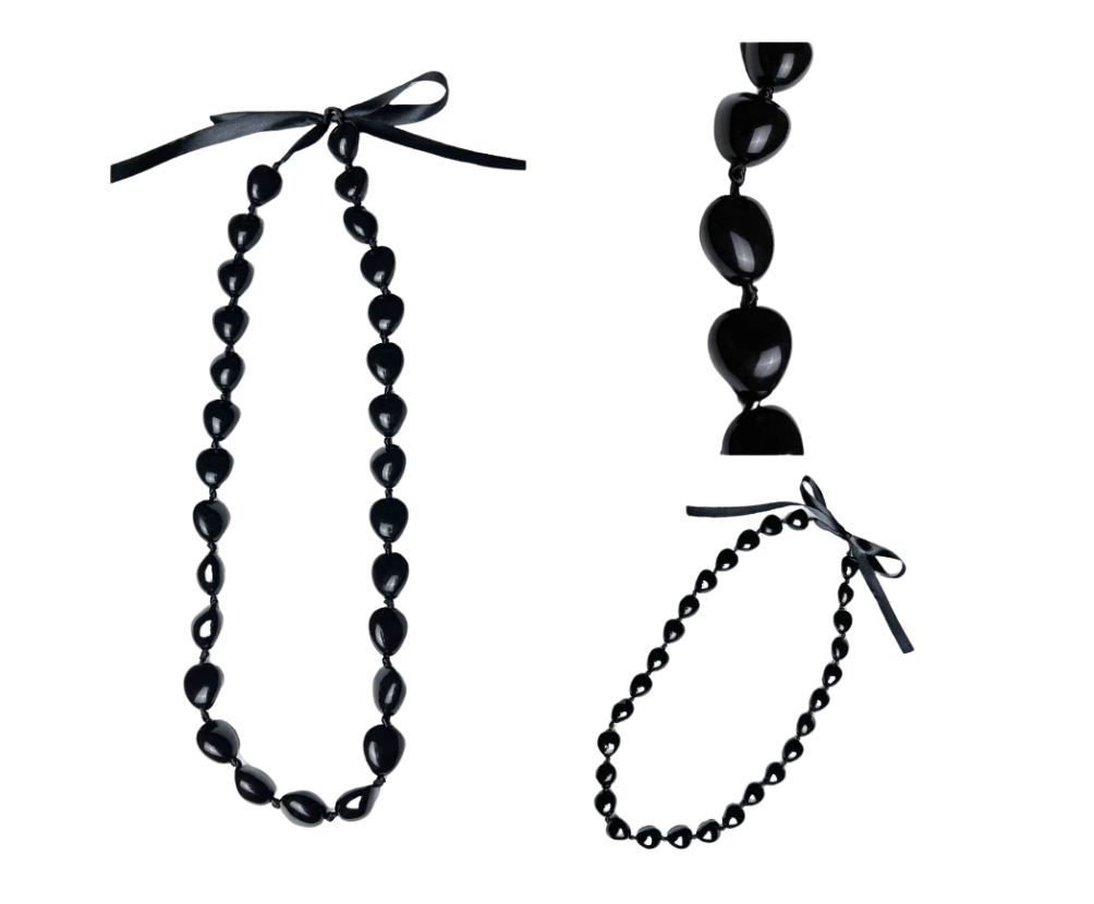 Collar diseño Hawaii Kukui negro ajustable