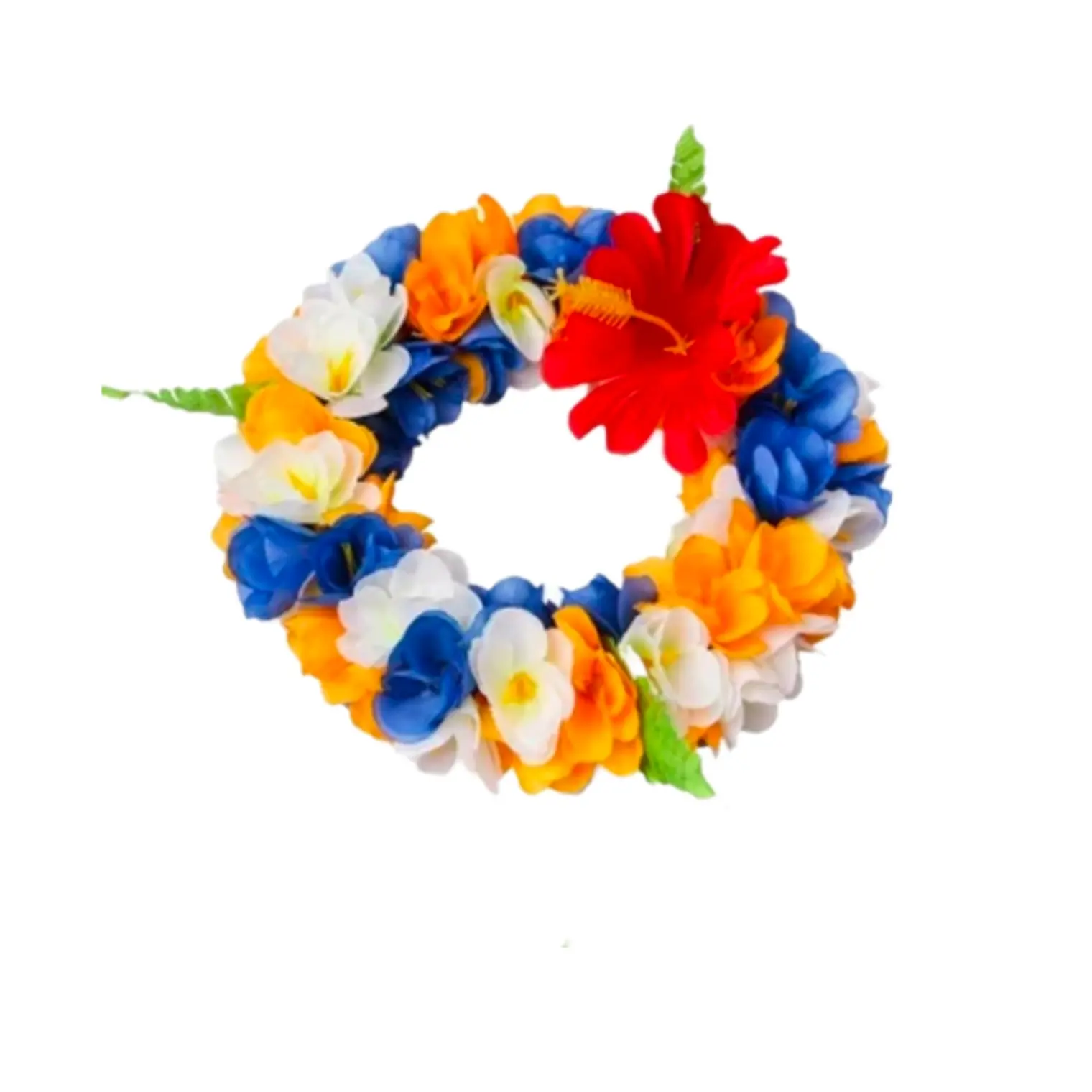 Corona De Flores azul, beige y naranjo 1