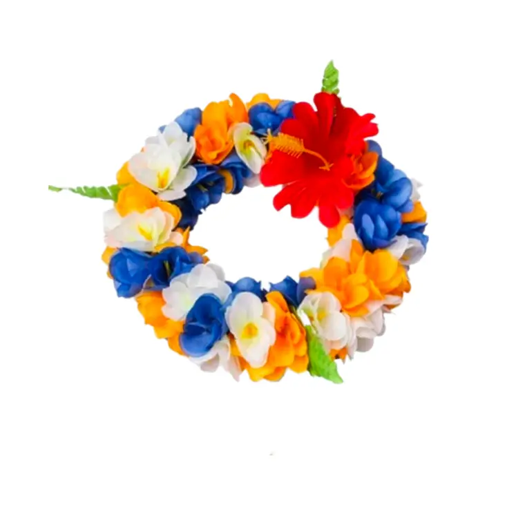 Corona De Flores azul, beige y naranjo 1