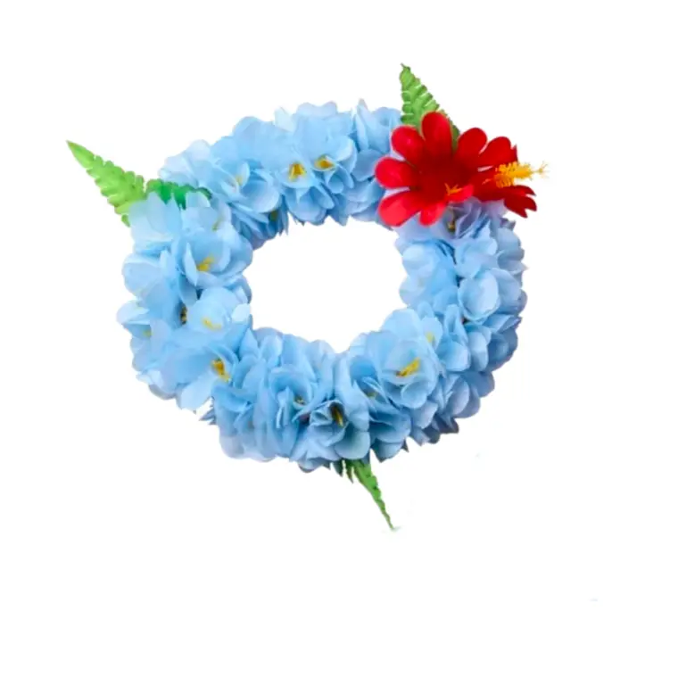 Corona De Flores elasticadas color celeste 1