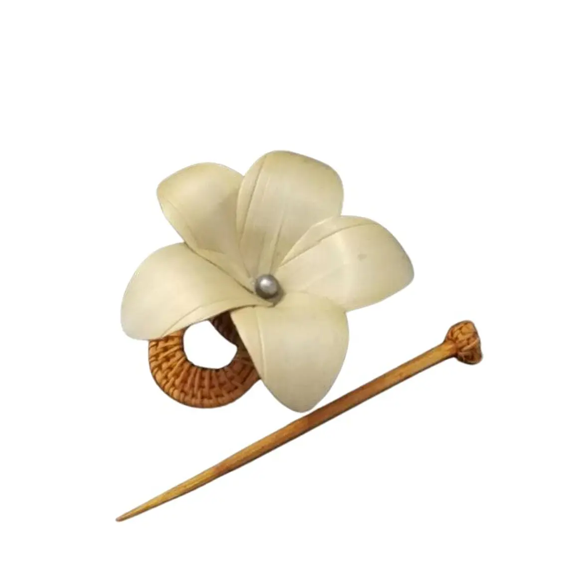 Flor Pandanus Con Perla Para El Cabello en pinza de fibra 1
