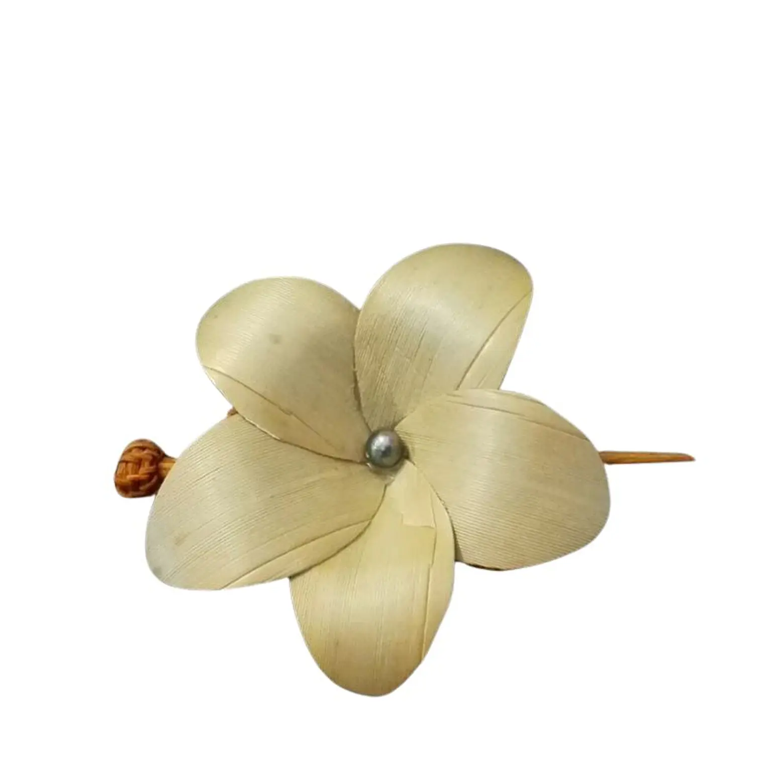 Flor Pandanus Con Perla Para El Cabello en pinza de fibra 2