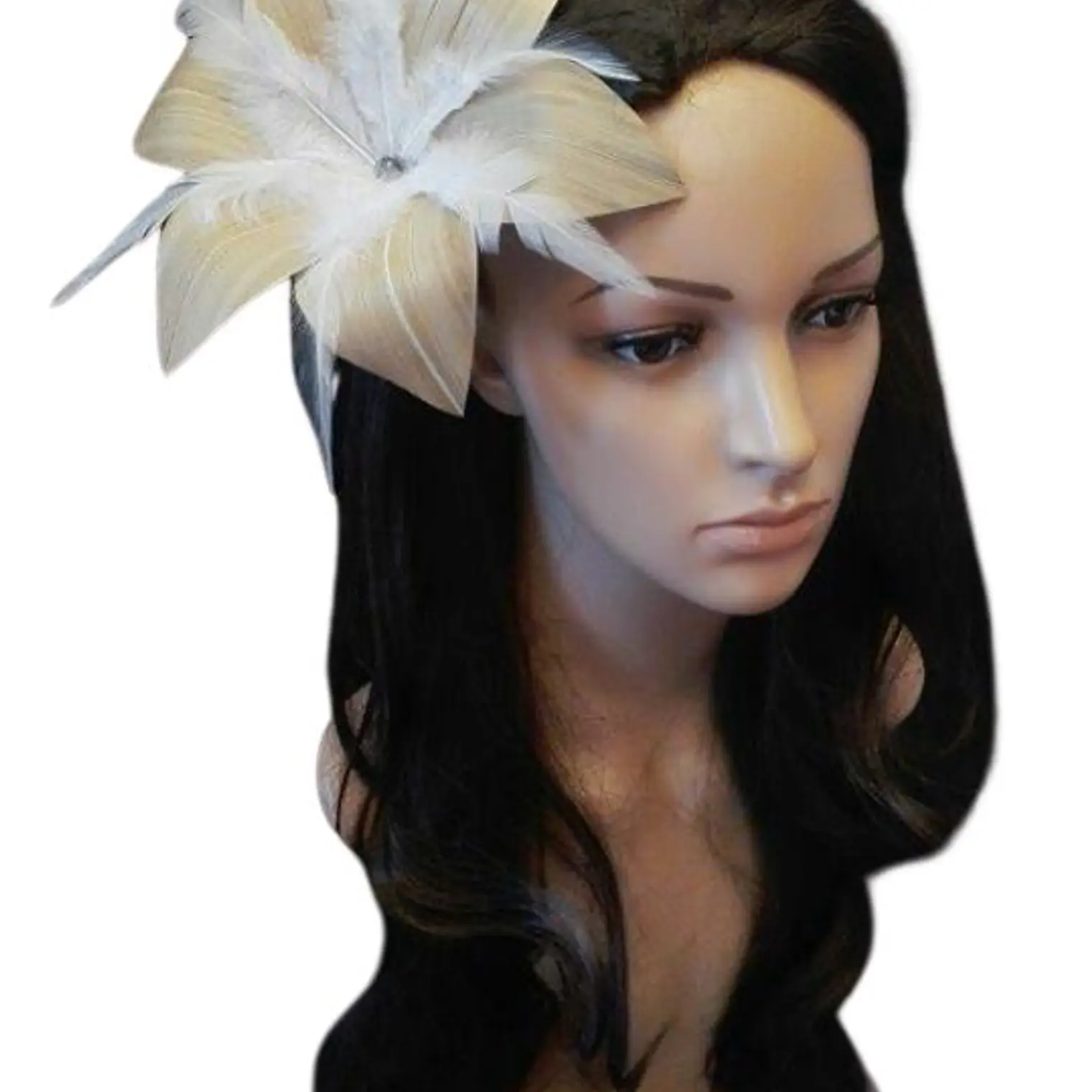 Flor Pandanus 6 petalos Con Perla Y Plumas Para El Cabello 1