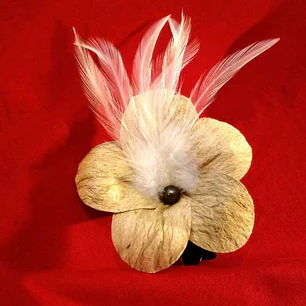Flor de mahute Con Perla Y Plumas blancas Para El Cabello