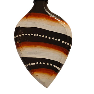 IMAN PAJARO DE MADERA CAFE  CON BLANCO 7CM X 12CM