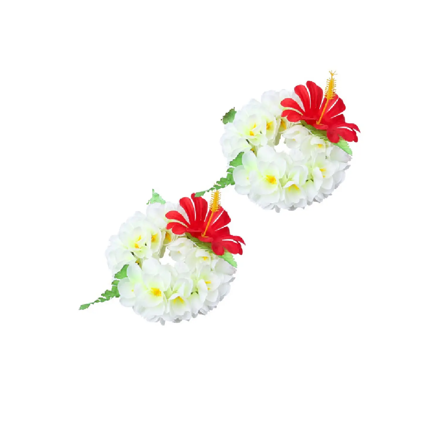 Par de Pulseras elasticada de Flores Blanco con amarillo 1