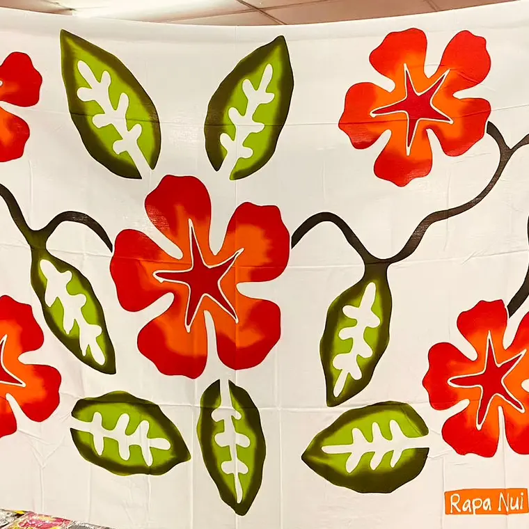 Pareo Blanco / con hibisco rojo 1,75x1,15mts 1