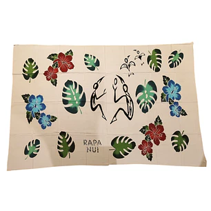 Pareo Blanco / con hibisco rojo azul y hojas 1,75x1,15mts