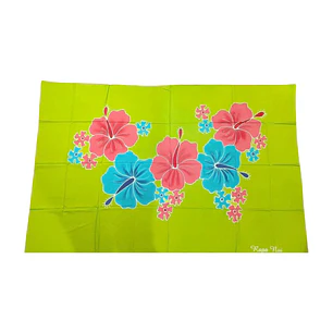 Pareo Verde / con 5 hibisco 1,75x1,15mts