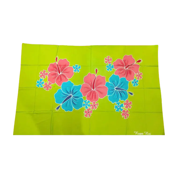 Pareo Verde / con 5 hibisco 1,75x1,15mts 2