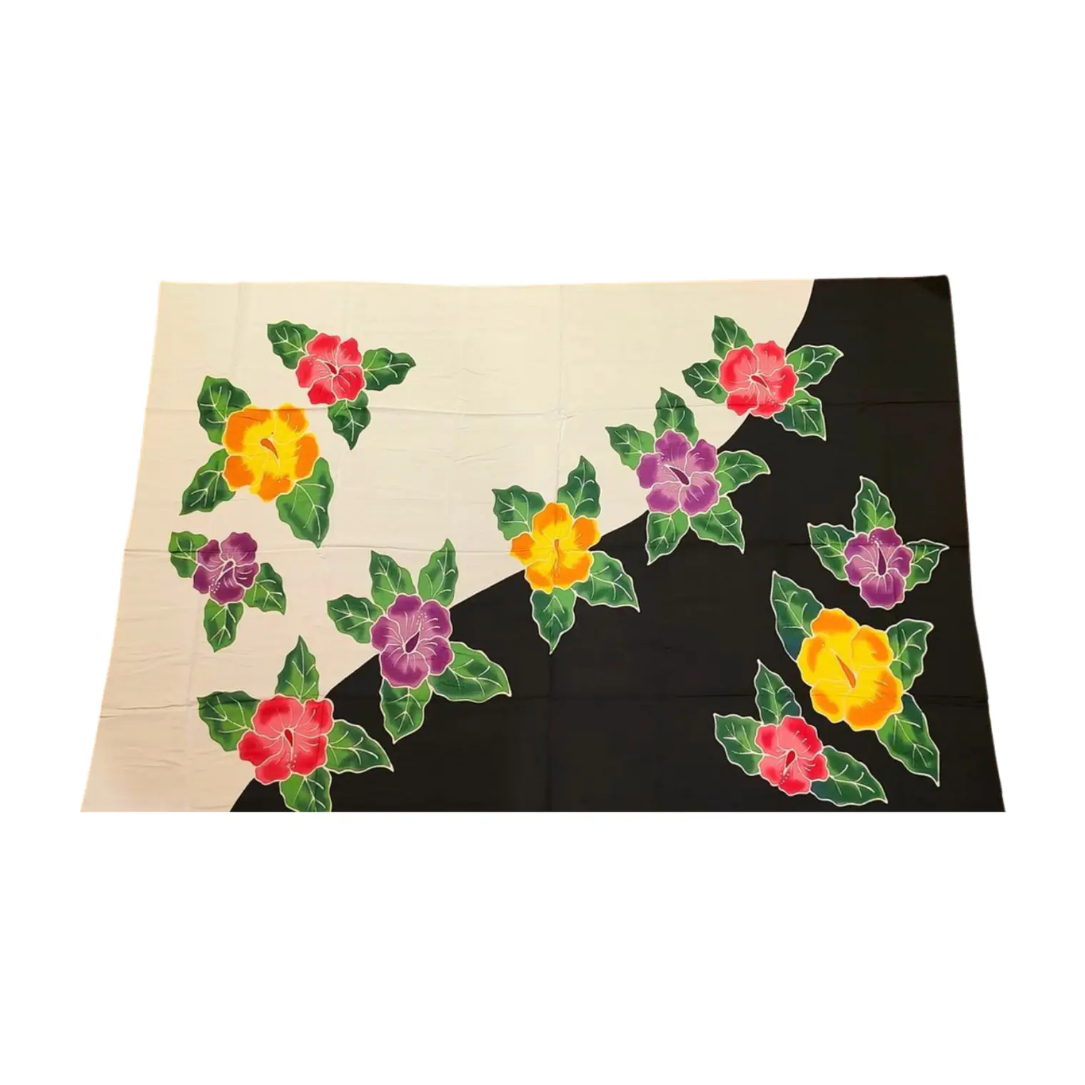 Pareo Blanco / negro con hibiscos 1,75x1,15mts 4