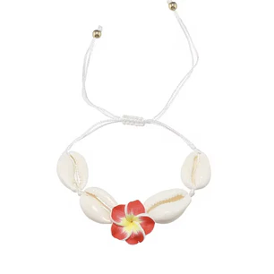 Pulsera tobillera ajustable flor tipanie roja y pure blanco