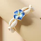 Pulsera tobillera ajustable flor tipanie azul y pure blanco - thumbnail 4