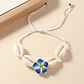 Pulsera tobillera ajustable flor tipanie azul y pure blanco - thumbnail 6